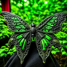 metal gothic green moth wings