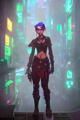 elf detective in a neon dystopian city