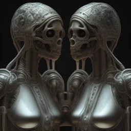 two viking girls kissing each other, hr giger, scary, steam punk, realistic, made in octane, cinematic, ultra-realistic, extremely detailed octane rendering, 8K, VRAY Super Real ar 2:3, dof photorealistic futuristic 50mm lens hard lighting dark gray tintype photograph, realistic lighting, sepia color