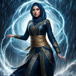 Fhoto full body, reality, Raw, hijab, super magic storm, mortal combat, digital art, intricate details, powerful composition, captivating, , trending on artstation, sharp focus, studio photo, intricate details, highly detailed, by addiedigi