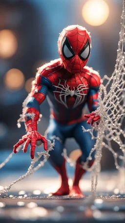 spider man gremlin pimp caught frozen in net, bokeh like f/0.8, tilt-shift lens 8k, high detail, smooth render, down-light, unreal engine, prize winning