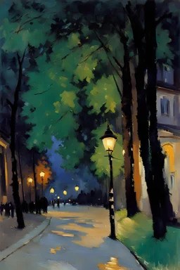 Night, tree leaves, konstantin korovin impressionism paintings