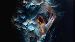old paper worn edges, Fantastic blonde - mother nature, her skin is scales, golden tears, hyperrealism, sharp focus, 8K, hyperrealist, ultra HD, textured textures, alcohol ink, fine rendering,