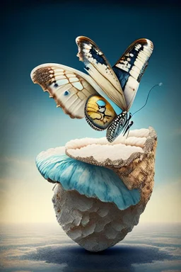 butterfly with oyster on top of earth