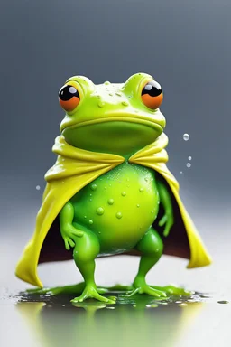 cute, slime, frog with a mini cape On its back