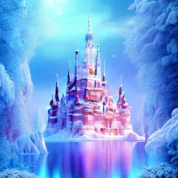 cristal angelic castle crystalline, blue,pink , cosmic, opalescent, gemstones, crystals, other worldly,water,bright, ice background, snow lake blue