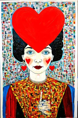 "Off with your Head" said the Queen of Hearts; a painting with an admixture of Paul Klee and Hundertwasser