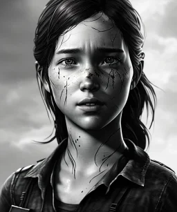 Ellie, the last of us, great pose, self-portrait, close up, Realistic photography, incredibly detailed, ultra-high resolution, anatomically correct, dark background