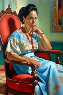 cuban woman painting sitting in chair neoclassism