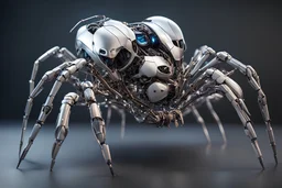 futuristic AI spideroid spider full robot with high detail and very neat features