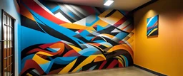 Generate an abstract mural that plays with perception, using shapes to create an illusion of infinity and depth.
