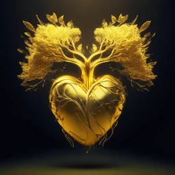 golden electric heart with tree wings