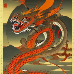 Ukiyo-e painting of a dragon