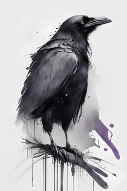 Raven illustration ink