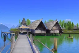 lake city during the iron age realistic, photorealistic, natural lighting, elegant HDR complex picture Octane hyper realistic cinematic reflections very detailed