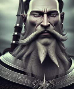 close-up portrait, Viking style, 8K, a Highly detailed face of a man, beard, long, sword