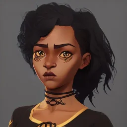 Portrait of a sweet dark skinned 10 year old girl witch with black curly hair