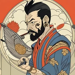 kohli in ukiyo-e art style, great detail