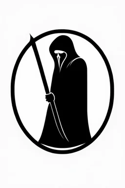 Extremely simple logo representing the shadow of the grim reaper. Black on white background