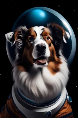portrait of an australian shepherd in space