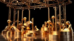 a 3d fractal stage structre made of metallic 3d structures, pertty artistc background