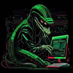 Computer Hacker Snake. NFT Pixel Art