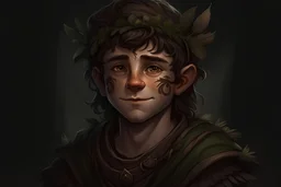 halfling druid portrait with dark tones