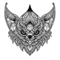 Bat, front view, mandala, minimal lines, cartoon, white back ground color, real style, realistic, minimalistic, minimal black line art, line art, crisp line art, unique coloring sheet, outlined, outline, crisp, crisp line edges, illustration, thin lines, crisp clear lines, line art, clean line art, unique, 8k, amazing, masterpiece, no colors, no dark color, no black color, avoid thick black, minimalistic line edges, pure white back ground, image character full fit to page,