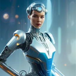 cosmos masterpiece, humanoid sexy cyborg robot with octopus hands, sango fantasy, fantasy magic, sharp focus, illustration, highly detailed, digital painting, concept art, matte, artgerm and paul lewin and kehinde wiley, full figure, fit in board, cyber punk, pretty accurate hands face fingers, natural aye, fit within portrait