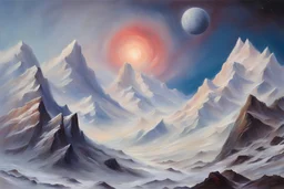 space, cosmos, ice, mountains, epic, friedrich eckenfelder and jenny montigny impressionism paintings