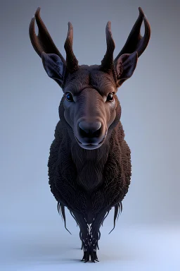 Alien reindeer/moose-like creature, dark, darker colours,highly intricate, Realistic photography, incredibly detailed, ultra high resolution, 8k, complex 3d render, cinema 4d.