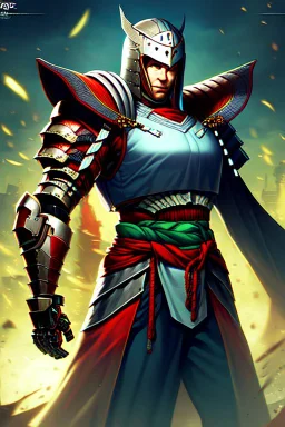 Cybernetic samurai wearing biomechanical armor, photorealistic