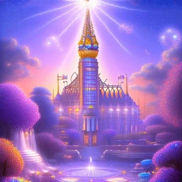 African crystal palace ! soft background | god rays | intricate | elegant | blue and pink landscape | highly detailed | illustration | depth of field, luminosity, ultra sharp focus, ultra high definition