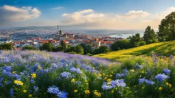 desktop wallpaper ,Turkey istanbul ,country side ,wild flowers,blue sky nice clouds,