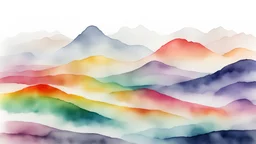 Art Abstract simple wash style rainbow hills line horizontal watercolor wash painting background