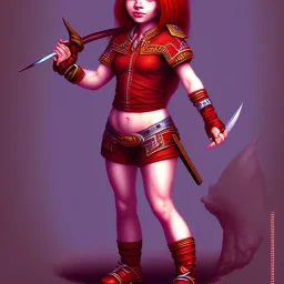 Full body Red hair halfling girl