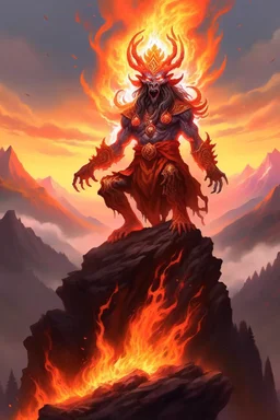 a fire spirit god on a mountain