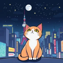 Cats hair emo , Lazer , Tokyo city night view wallpaper , cartoon