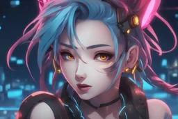 Jinx in 8k anime 2D artstyle, realistic them, neon effect, full body, intricate details, highly detailed, high details, detailed portrait, masterpiece,ultra detailed, ultra quality