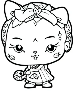 outline art for real Hello Kitty coloring page, Japanese manga style, cartoon style, cute face, white background sketch style, full body is a must, only use outline, clean line art, no shadow, bold outline