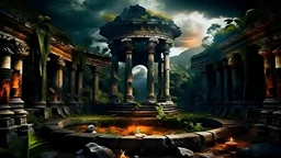 meditation round podium . my dreams . colonnades , bright day, In the garden my mind bows . meditation .The ruins of a village in the midst in the jungle , mountains. space color is dark , where you can see the fire and smell the smoke, galaxy, space, ethereal space, cosmos, panorama. Palace , Background: An otherworldly planet, bathed in the cold glow of distant stars. Northern Lights dancing above the clouds in papua new guinea.