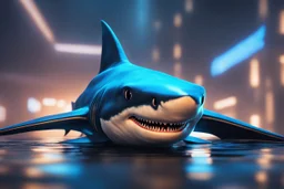 Symbiot shark in 8k solo leveling shadow artstyle, venom them, blue lights, sea, neon lights, intricate details, highly detailed, high details, detailed portrait, masterpiece,ultra detailed, ultra quality