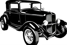 black 1932 ford, black line drawing on white