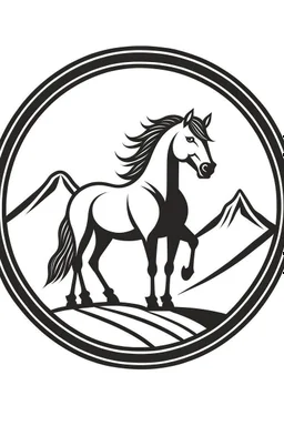 Horse and mountain range graphic logo