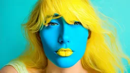 Blue face, lemon lips