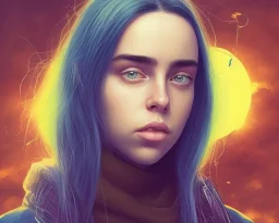 Billie Eilish, in full growth, photorealistic illustration, 4k