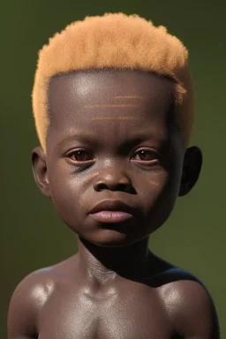 african baby head portrait, warrior costume, village, meditation, woods, cyberpunk, 8k quality