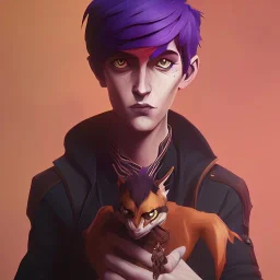 Portrait of a warlock kid with his pet familiar by Nick Harris