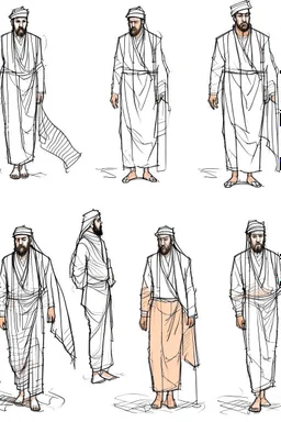 Sketches drawing the figure of an Arab man