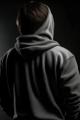 a young man from the back, wearing a warm polar fleece hoodie
